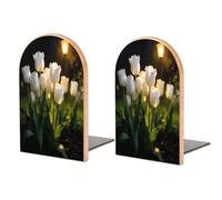 Snow Under The Lamp Book End for Shelves Book Shelf Holder Home Decorative Non Skid Book Stoppers Universal Economy Bookend Wood Handmade Heavy Duty Bookend for Home Office 1 Pair