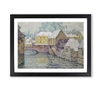 Snow Upon The Houses By Henri Le Sidaner Classic Painting Framed Wall Art Print, Ready to Hang Picture for Living Room Bedroom Home Office Décor, Black A3 (46 x 34 cm)