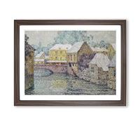 Snow Upon The Houses By Henri Le Sidaner Classic Painting Framed Wall Art Print, Ready to Hang Picture for Living Room Bedroom Home Office Décor, Walnut A4 (34 x 25 cm)