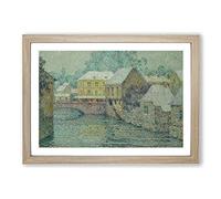 Snow Upon The Houses by Henri Le Sidaner Framed Print | A2 Oak Framed Wall Art | Ready to Hang | Modern Landscape Picture | Living Room Bedroom Lounge Office