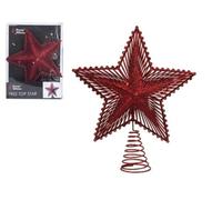 Snow White 20cm LUXURY Spiral CHRISTMAS Glitter TREETOP Red STAR