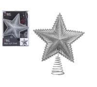 Snow White 22cm Silver Glitter Tree Top Star - Christmas Tree Decorations - Tree Toppers