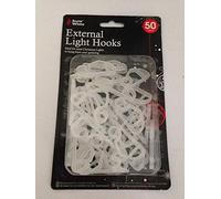 Snow White - 50 x Gutter Hanging Hooks/Clips for Outdoor Christmas Xmas String Lights
