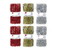 Snow White 6 x Red Gold Silver Tinsel Xmas Decoration - 90 metre 300 foot - 15 Metres each one