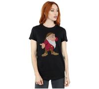 Snow White And The Seven Dwarfs Women's Grumpy Cotton Boyfriend T-Shirt in Black | Size: Medium Snow White And The Seven Dwarfs Black M
