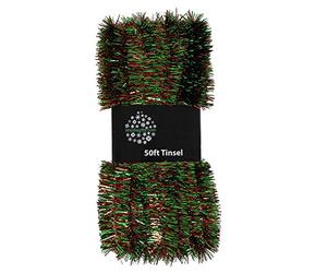 Snow White Christmas Tree 50ft x 3cm Tinsel GREAT VALUE - Red & Green