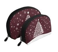 Snow-White Christmas Tree Printed Makeup Bags 2-Piece Portable Shell Travel Toiletry Bag
