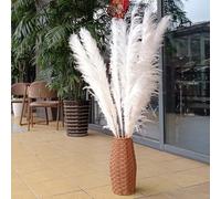 Snow White Pampas Grass Dried Flowers, 10pcs Wispy Feathery 40" Tall Fluffy Dried Plants Floor Vase Rustic Boho Home Decoration & Wedding Floral Arrangement