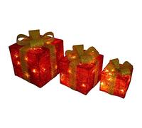Snow White Pre-Lit LED Boxes Set of 3 - Red