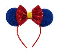 Snow White Sequin Minnie Mouse Inspired Alice Headband With Big Red 5" Sequin Top Bow Handmade