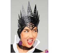 Snow White Style Evil Wicked Queen Pointed Black Crown Fancy Dress Headpiece