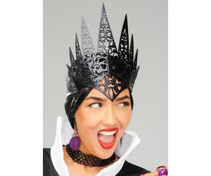 Snow White Style Evil Wicked Queen Pointed Black Crown Fancy Dress Headpiece