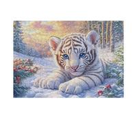 Snow White Tiger 300 Piece Pack Classic Jigsaw Puzzle Cute Pets Warm The Heart Couple Puzzle Partners Ultra Difficult Wall Decor Easter New Year Eco Friendly Cardboard 300 PCS