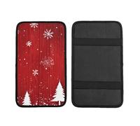 Snow White Tree Car Armrest Cushion Christmas Wood Waterproof Auto Center Console Pad Car Armrest Seat Box Cover Protector Universal Fit for Most Vehicle SUV