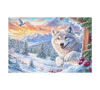Snow White Wolf 1000 Pieces Set Classic Jigsaw Puzzle Teen Fans 14-18 Yrs Logic Skill Leisure Adventure Valentines Gift Eco-friendly Recycled Cardboard 1000 PCS