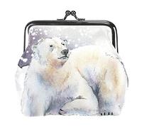 Snow Winter Animal Polar Bear Coin Purse Vintage Pouch Buckle Clutch Bag Kiss-Lock Change Purse Clasp Closure Wallets for Women Girl