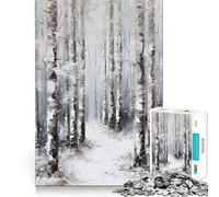 Snow Winter Forest Trees Hard Jigsaw Puzzle for Adults 1000 Pieces Pure Logic Toy Home Activity Clean Cut Lovely Gift (38x52cm)