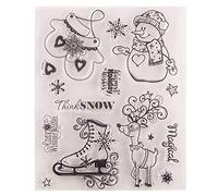Snow Winter's Wishes Holiday Wishes Snowman Snowflakes Deer Elk Gloves Clear Stamps for Christmas Card Making Decoration and DIY Scrapbooking