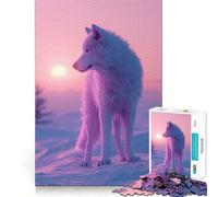 Snow Wolf Aesthetic Sunset 1000 Pieces Jigsaw Puzzles for Adults Mind Exercise Toy Relax Time Precision Cut Stylish Gift (38x26cm)