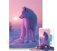 Snow Wolf Aesthetic Sunset Jigsaw Puzzles for Adults1000 Pieces Smart Game Quiet Calm Pattern Assembly Amazing Present (38x52cm)