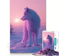 Snow Wolf Aesthetic Sunset Jigsaw Puzzles for Teenagers 1000 Piece Thought Toy Calm Escape Precise Edge Amazing Present (50x75cm)