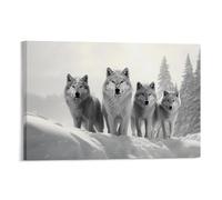 Snow Wolves Printed Canvas Posters Winter Forest Nature Wildlife Wall Decor for Living Rooms Bedroom Wall Art