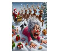 Snow Woman Reindeer Gift 1000pcs for Adults Mini Puzzle Challenging | 52x38cm Cardboard Home Decor Durable Structure Birthday Gift Stress Relief