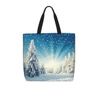 Snow Wonderland Pine Tree Christmas Basic Models Tote Bag With Zipper With Inner Pockets,Laptop Work Tote Bag For Sport,Travel