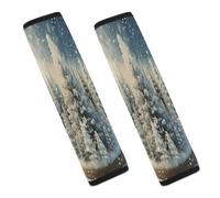 Snow Wonderland Pine Tree Christmas Car Seat Belt Cover Soft Comfortable Shoulder Seatbelt Pads Cover Seat Belt Pad for Suitable for Car Interior Accessorie