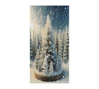 Snow Wonderland Pine Tree Christmas Curtains，Polyester Blackout Extra Wide，Door Curtain， 35.4x 70.9 Inch for Temporary Room Dividers Bedroom Living Room，Room Darkening Curtains ，for Doorway Privacy