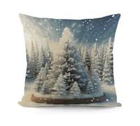 Snow Wonderland Pine Tree Christmas Decorative Pillow Covers, Throw Pillow Covers Soft for All Seasons, Pillowcases for Couch Living Room Sofa Bedroom 18x18 Inch