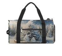 Snow Wonderland Pine Tree Christmas Gym Bag for Women Men Shoe Compartment Waterproof Travel Bags Sports Duffle Bag for Sports Gyms Yoga