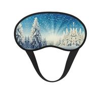 Snow Wonderland Pine Tree Christmas Print Blindfold Sleep Mask, 100% Block Light Eye Sleep Shade Cover Eye Masks with Adjustable Strap