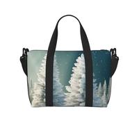 Snow Wonderland Pine Tree Christmas Printed Travel Duffel Bag for Women Men - Weekend Overnight Bags with Adjustable Shoulder Strap and Handle