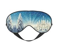Snow Wonderland Pine Tree Christmas Printing Soft Eye Mask,Double-Sided Soft Eye Cover for Sleep,Travel,Yoga, Adjustable Strap, Blocks Light