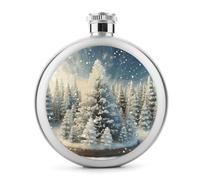 Snow Wonderland Pine Tree Christmas Stainless Steel Flask for Men Hip Flask for Liquor Portable Bottle for Hiking, Party Wedding Camping & Travel