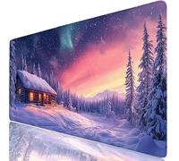 Snow XXL Mouse Mat 80x30cm Gaming Mouse Pad Aurora Large Desk Mat, Gaming Desk Accessories with Non-Slip Base & Stitched Edges, Improved Precision Speed Mousepad for Laptop, Office Home Gamer H0-352