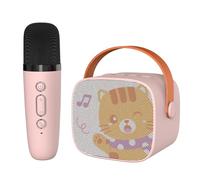 Snowall Mini Karaoke Machine for Kids, Portable Bluetooth Speaker with Wireless Microphone，Kids Music Player Toys for Girls and Boys,3,4, 5, 6, 7, 8+ Years Old, Teens Birthday (Pink-Cat)