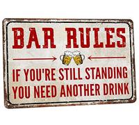 SNOWANG Decor 12'' x 8'' Funny Vintage Tin Signs Retro Metal Signs For Home Wall, Backyard, Cafes, Bar, Man Cave - Bar Rules