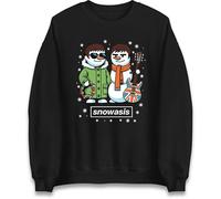 Snowasis Christmas Jumper, Xmas Carol Gift Sweat Shirt, Funny Christmas Festive Jumper Black