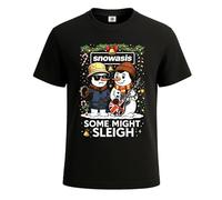 Snowasis Some Sleigh Novelty Gift Men's T Shirt Xmas Funny Party Shirt Top(Black, S)