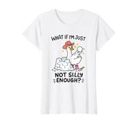 Snowball Fight Goose Not Silly Enough Funny Value Graphic T-Shirt, Women, White, M