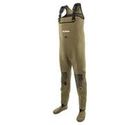 Snowbee Classic Neoprene Stockingfoot Waders with 4 mm Neoprene Socks, Chest Pouch, Reinforced Knees & Gravel Guards for Fly Fishing & Wading - L
