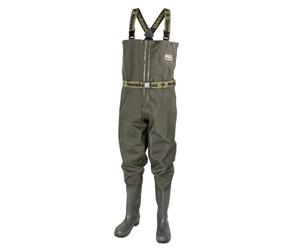 Snowbee Granite PVC Chest Waders, Size 12 FB - Fishing Waders With Elasticated Waist Belt and Buckles, Fitted With Cleated Sole Heavy-Duty PVC Boots