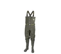 Snowbee Granite PVC Chest Waders, Size 4 - Fishing Waders With Elasticated Waist Belt and Buckles, Fitted With Cleated Sole Heavy-Duty PVC Boots, Olive Green,11072