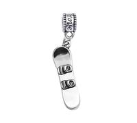 Snowboard Charm Bead - Silver-Plated Dangle Charm for Winter Sports Lovers - Compatible with Pandora, Troll, Chamilia & European Bracelets - Snowboarding Jewelry & Accessories - Gift for Snowboarders