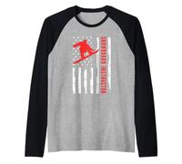Snowboard Instructor America Funny Snowboard Trainer Raglan Baseball Tee