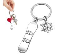Snowboard Keyring - Snowboarder Keychain Metal Snowflake Pendant Silver Finish | Snowboard Accessory, Gift For Boys And Girls, Snowboarding Accessories, Gift For Boys And Girls, Snowboarding