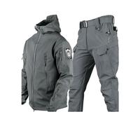 Snowboard Ski Suit For Men, Mens Winter Warm Hooded Ski Jacket With Armband And Pants With Belt Set, Waterproof Windproof Snow Suits Two Piece, For Skiing, Snowmobiling, Hiking (Color : Grey, Size :