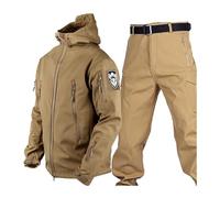 Snowboard Ski Suit For Men, Mens Winter Warm Hooded Ski Jacket With Armband And Pants With Belt Set, Waterproof Windproof Snow Suits Two Piece, For Skiing, Snowmobiling, Hiking (Color : Brown, Size